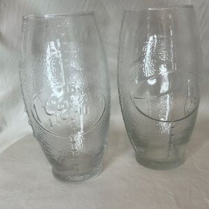 Coors Light Football Beer Drinking Glasses 2 1/2 In Round 6 1/2 In Tall Set 2